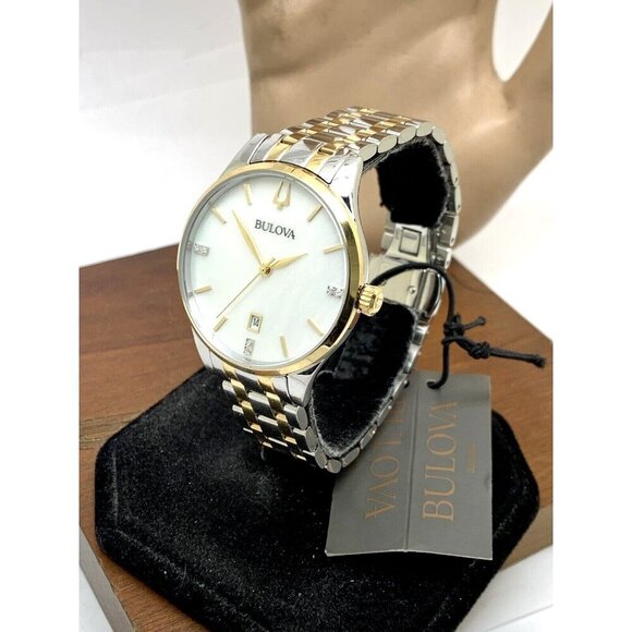Bulova Women's Watch 98P201 Quartz Diamond Mother of Pearl Dial Two Tone… - Picture 2 of 13